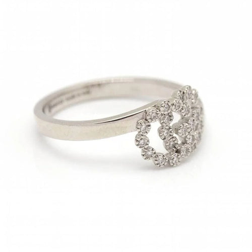 Bague 54 Gucci Running G - Bague en or blanc 18 carats et diamants 58 Facettes D360453FJ
