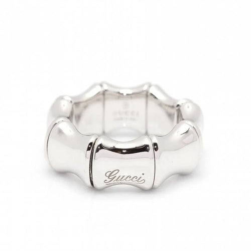 Bague 51.5 - 59 Gucci Bamboo Spring - Bague flexible en or blanc 18 kt 58 Facettes D360485FJ