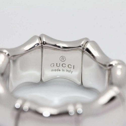 Bague 51.5 - 59 Gucci Bamboo Spring - Bague flexible en or blanc 18 kt 58 Facettes D360485FJ