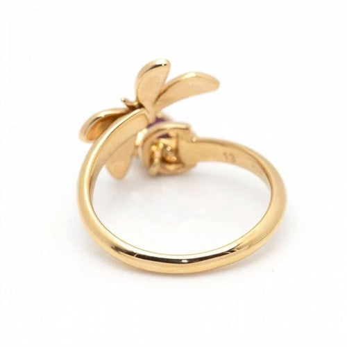 Bague 54 Gucci Flora Butterfly - Bague en or jaune 18 carats et émail 58 Facettes D360468FJ