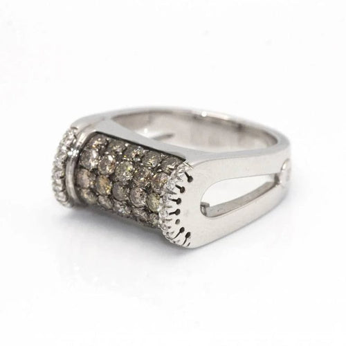Bague 54 CENTOVENTUNO - Bague en or blanc 18 kt et diamants champagne 58 Facettes D360527FJ