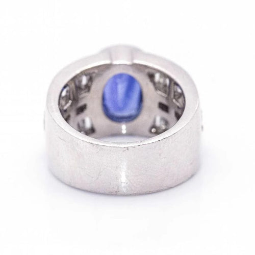 Bague 54 Bague en or blanc 18 kt avec saphir du Cachemire et diamants 58 Facettes D360602LF