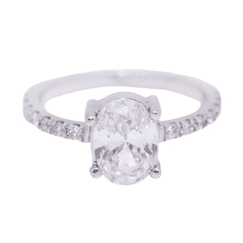 Bague 47 Bague solitaire en or blanc 18 kt avec diamant ovale 1,01 ct 58 Facettes D360903FV