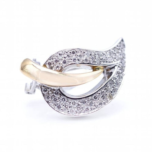 Boucles d'oreilles Boucles d'oreilles feuille bicolores en or rose et blanc 18 ct et diamants 58 Facettes N102864LF