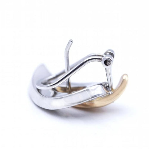 Boucles d'oreilles Boucles d'oreilles feuille bicolores en or rose et blanc 18 ct et diamants 58 Facettes N102864LF