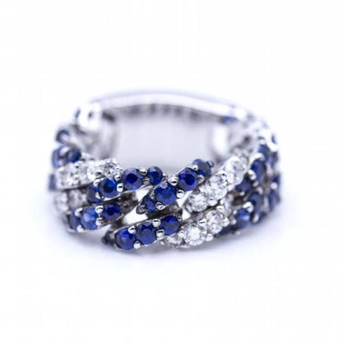 Bague 55 Bague articulée en or blanc 18 ct avec diamants et saphirs 58 Facettes N102886LF