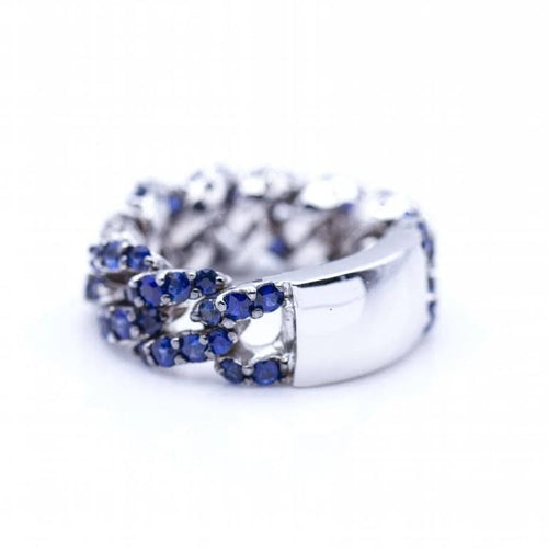 Bague 55 Bague articulée en or blanc 18 ct avec diamants et saphirs 58 Facettes N102886LF