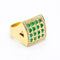 Bague 53 Bague carrée en or jaune 18 ct avec diamants et émeraudes 58 Facettes N102918EJ