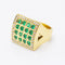 Bague 53 Bague carrée en or jaune 18 ct avec diamants et émeraudes 58 Facettes N102918EJ