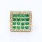 Bague 53 Bague carrée en or jaune 18 ct avec diamants et émeraudes 58 Facettes N102918EJ