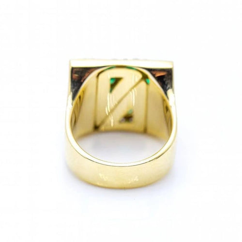 Bague 53 Bague carrée en or jaune 18 ct avec diamants et émeraudes 58 Facettes N102918EJ