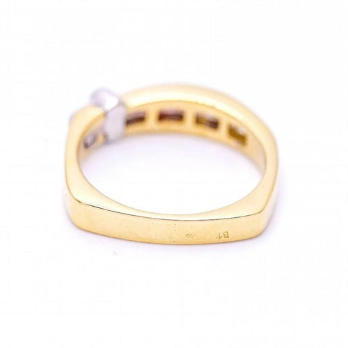 Bague 56 Bague alliance demi-tour en or jaune et blanc 18 ct avec diamants 58 Facettes N102923EJ