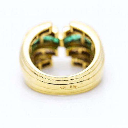 Bague 52 Bague diamants et émeraudes en or jaune 18 ct 58 Facettes N102925EJ