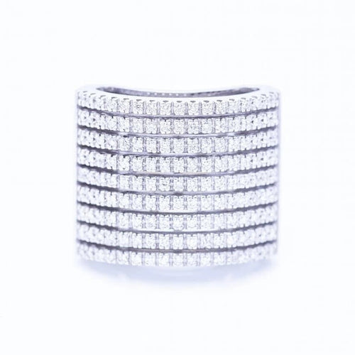 Bague 54 Bague pavée en or blanc 18 kt et diamants 1,70 ct 58 Facettes N102922EJ
