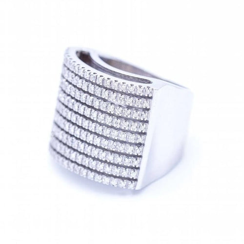 Bague 54 Bague pavée en or blanc 18 kt et diamants 1,70 ct 58 Facettes N102922EJ