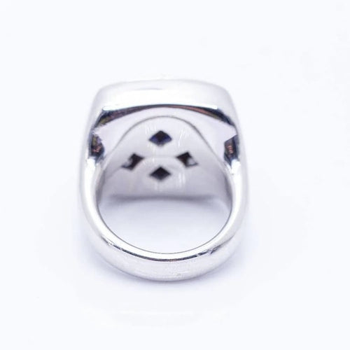Bague 53 Bague unisexe en or blanc 18 kt avec diamants et saphirs 58 Facettes N102921EJ