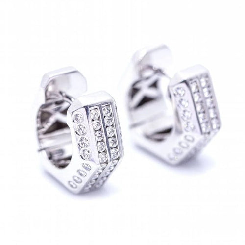 Boucles d'oreilles HEXAGON - Boucles d’oreilles en or blanc 18 ct et diamants 58 Facettes N102942EJ