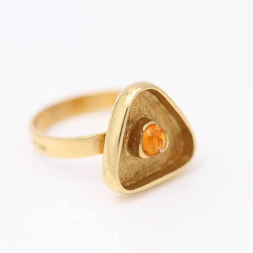 Bague 53 Bague cabochon citrine en or jaune 18 ct 58 Facettes D359543JC