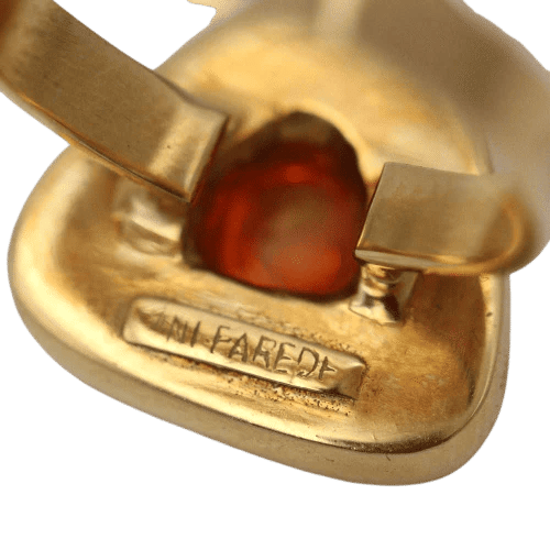 Bague 53 Bague cabochon citrine en or jaune 18 ct 58 Facettes D359543JC