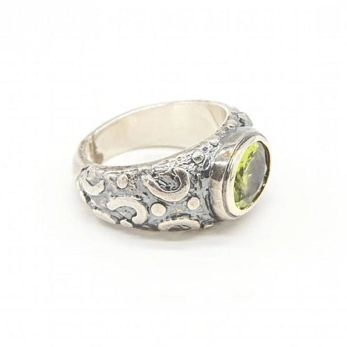 Bague 55 Bague en or jaune 18 carats et argent 925 avec péridot 58 Facettes D363899SO