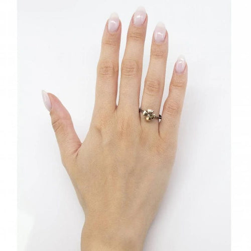 Bague 53.5 Bague en or jaune 18 carats, argent et diamant taille brillant 58 Facettes D363900SO