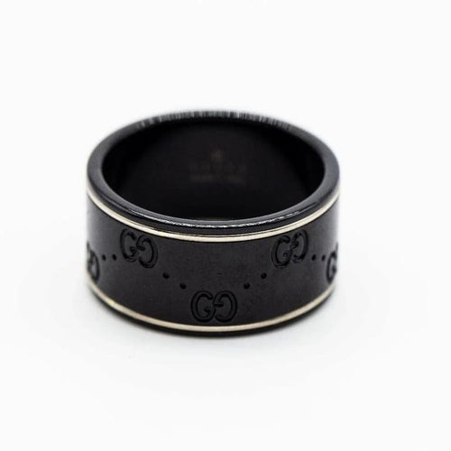 Bague 64 Gucci Icon - Bague unisexe en or blanc 18 carats et céramique noire 58 Facettes D363552SO