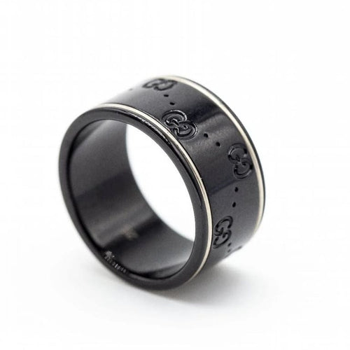 Bague 64 Gucci Icon - Bague unisexe en or blanc 18 carats et céramique noire 58 Facettes D363552SO