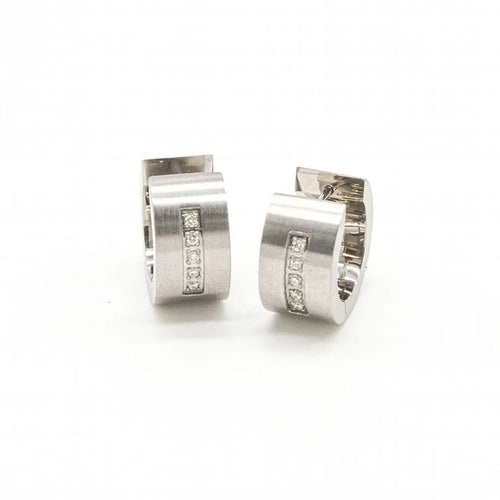 Boucles d'oreilles VETO - Boucles d'oreilles en acier 316L serties de diamants 0,10 ct 58 Facettes D363917SO