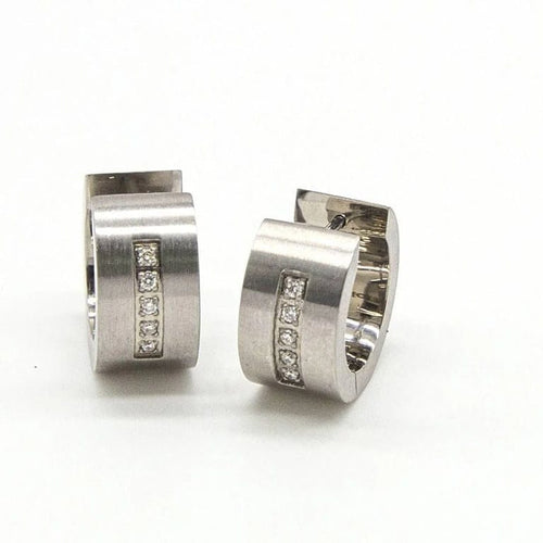 Boucles d'oreilles VETO - Boucles d'oreilles en acier 316L serties de diamants 0,10 ct 58 Facettes D363917SO