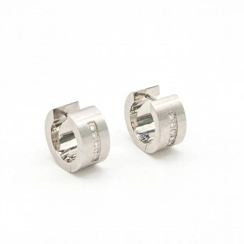 Boucles d'oreilles VETO - Boucles d'oreilles en acier 316L serties de diamants 0,10 ct 58 Facettes D363917SO