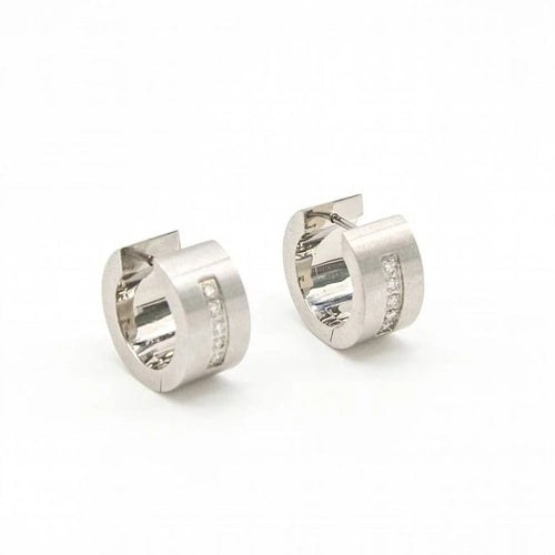 Boucles d'oreilles VETO - Boucles d'oreilles en acier 316L serties de diamants 0,10 ct 58 Facettes D363918SO