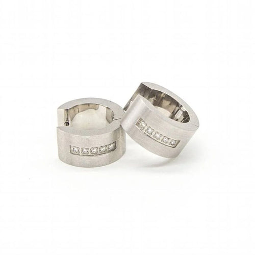 Boucles d'oreilles VETO - Boucles d'oreilles en acier 316L serties de diamants 0,10 ct 58 Facettes D363918SO