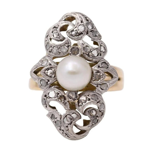 Bague 55.5 Bague vintage années 1920 en or jaune 18 carats, platine et diamants 58 Facettes D364104JC