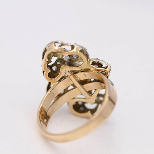 Bague 55.5 Bague vintage années 1920 en or jaune 18 carats, platine et diamants 58 Facettes D364104JC