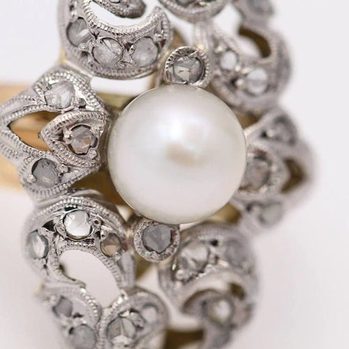 Bague 55.5 Bague vintage années 1920 en or jaune 18 carats, platine et diamants 58 Facettes D364104JC