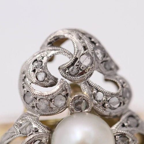 Bague 55.5 Bague vintage années 1920 en or jaune 18 carats, platine et diamants 58 Facettes D364104JC