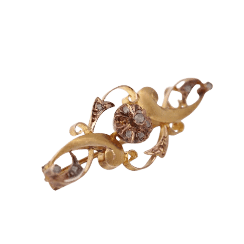 Broche Broche vintage en or jaune et rose 18 carats et diamants 58 Facettes D364105JC