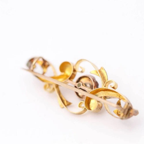 Broche Broche vintage en or jaune et rose 18 carats et diamants 58 Facettes D364105JC