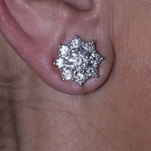 Boucles d'oreilles Roseton - Boucles d’oreilles en or blanc 18 carats et diamants 58 Facettes D364209LF