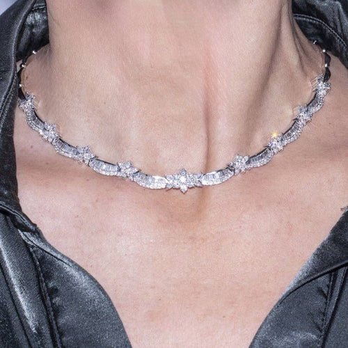 Collier Collier en or blanc 18 carats et diamants 58 Facettes D364220LF