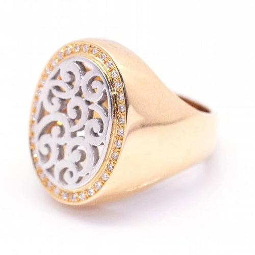 Bague 56 SIGNAL - Bague unisexe en or blanc et or rose 18 carats et diamants 58 Facettes D364832FV