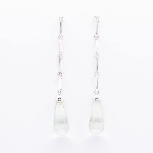 Boucles d'oreilles Boucles d’oreilles en or blanc 18 carats, prasiolites et diamants 58 Facettes D364830FV