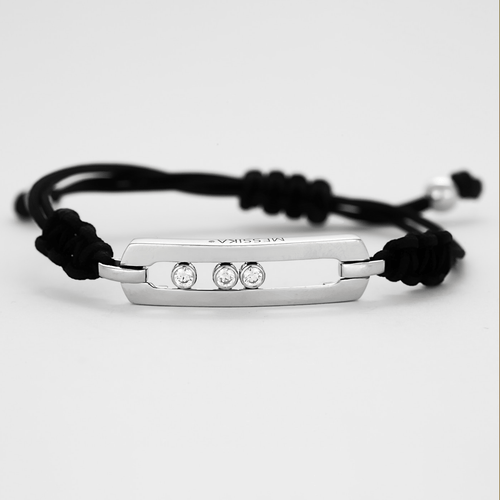Bracelet Messika Move L - Bracelet cordon noir en or blanc et diamants 58 Facettes 58FC34-1