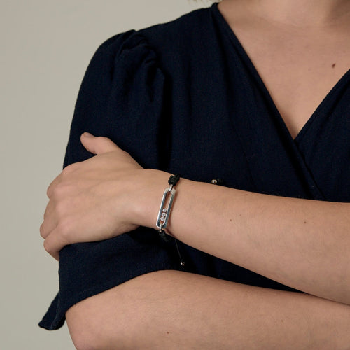 Bracelet MESSIKA - MOVE L - Bracelet cordon noir, or blanc et diamants 58 Facettes 58FC34-1