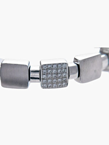 Bracelet Bracelet motifs pavés de diamants en or blanc 18 ct 58 Facettes