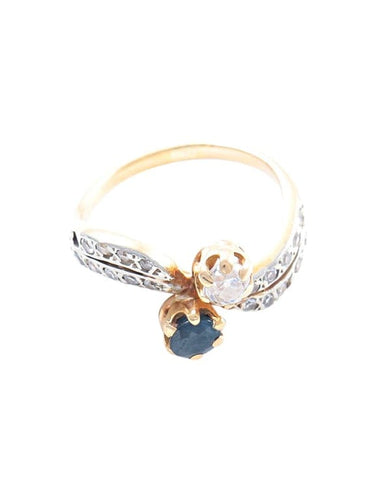 Bague 49 Bague Toi & Moi en or jaune 18 ct saphir et diamants 58 Facettes
