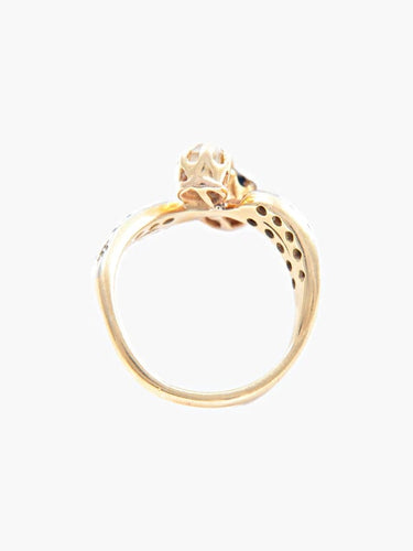 Bague 49 Bague Toi & Moi en or jaune 18 ct saphir et diamants 58 Facettes