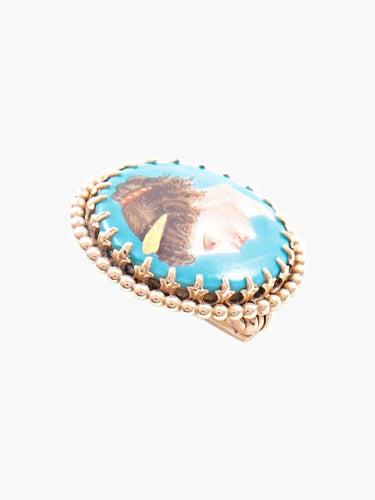 Broche Parure - Boutons de manchette et broche en or jaune 18 ct nacre 58 Facettes