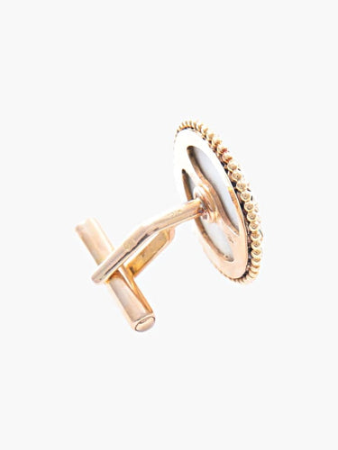 Broche Parure - Boutons de manchette et broche en or jaune 18 ct nacre 58 Facettes