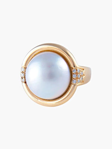 Bague 50 Bague perle Mabé en or jaune 750 et diamants 58 Facettes